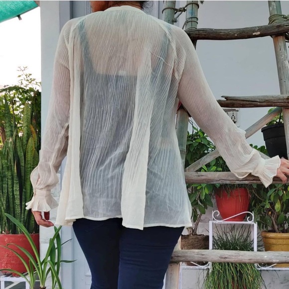 Sheer Off-white Button Down Shirt - Picture 4 of 4